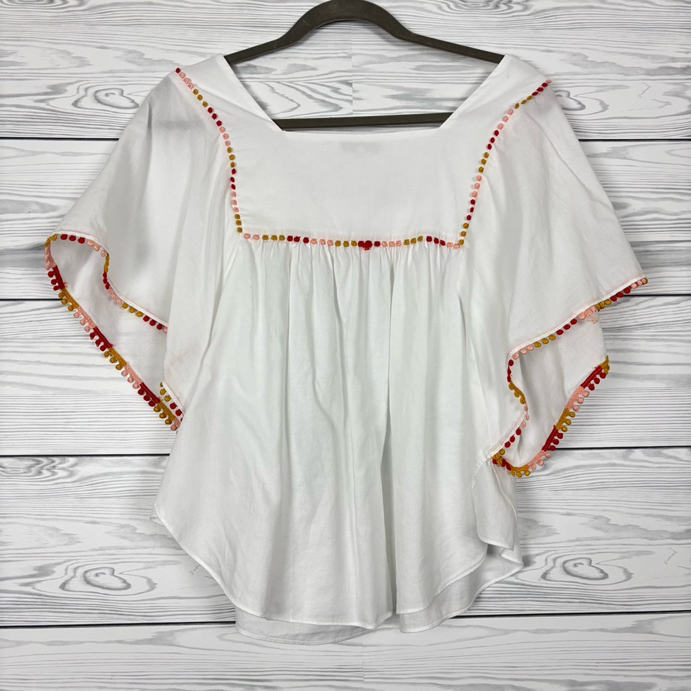 Madewell Pom-Pom Butterfly Top Blouse Size Large - Picture 10 of 10